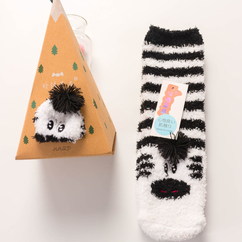 Floor Socks Half Fleece Women's Socks Christmas Socks